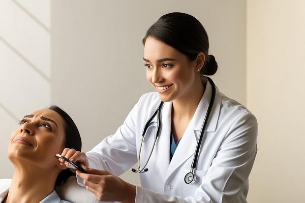 Especialista aplicando un tratamiento facial a una mujer en una de las clínicas estéticas mejor valoradas Madrid