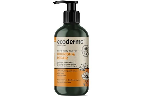 Ecoderma Champú Nutritivo y Reparador que permite conseguir un cabello brillante y sedoso