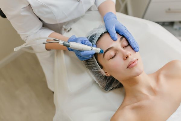 Exion - Médico estético realizando un tratamiento de rejuvenecimiento facial a una mujer