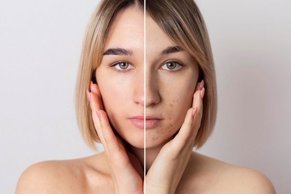 Manchas en la cara - Comparación del rostro de una mujer luego de aprender cómo quitar manchas en la cara con tratamientos estéticos