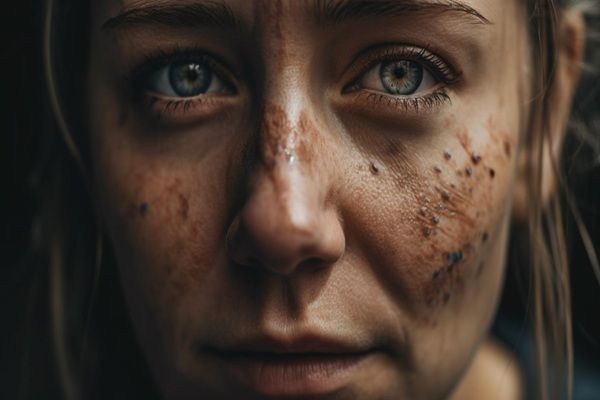 Manchas en la cara - Mujer con manchas de sol en la cara que originan melasmas por no saber cómo quitar manchas en la cara