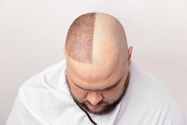 Evolución del injerto capilar en un hombre con alopecia avanzada en la coronilla