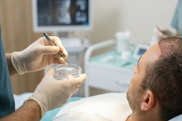 Cuánto cuesta un injerto capilar en España - Médico tricólogo realizando un injerto capilar España a un hombre con alopecia