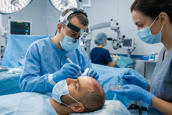 Cuánto cuesta un injerto capilar en España - Hombre realizándose un implante capilar Madrid con los mejores doctores injerto capilar España