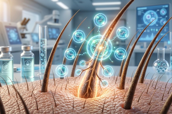 Biotecnología capilar - Representación gráfica del crecimiento capilar gracias a los tratamientos avanzados con exosomas en España