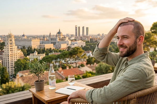 Después de un injerto capilar - Hombre feliz con los resultados del injerto capilar Madrid